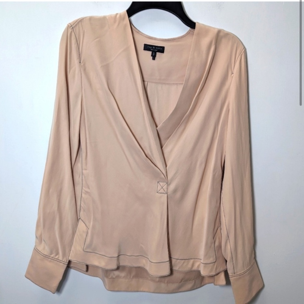 Rag & Bone shields silk drapes front blouse size Small